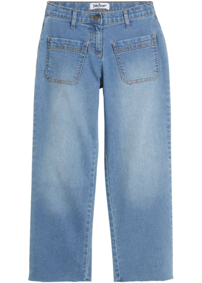 Mädchen Culotte-Jeans, Wide Leg  in blau von vorne - John Baner JEANSWEAR
