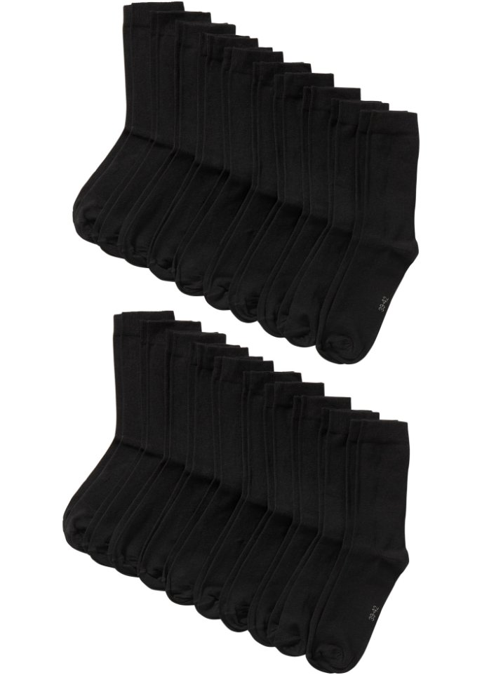 Socken mit Bio-Baumwolle (20er Pack)  in schwarz von vorne - bpc bonprix collection