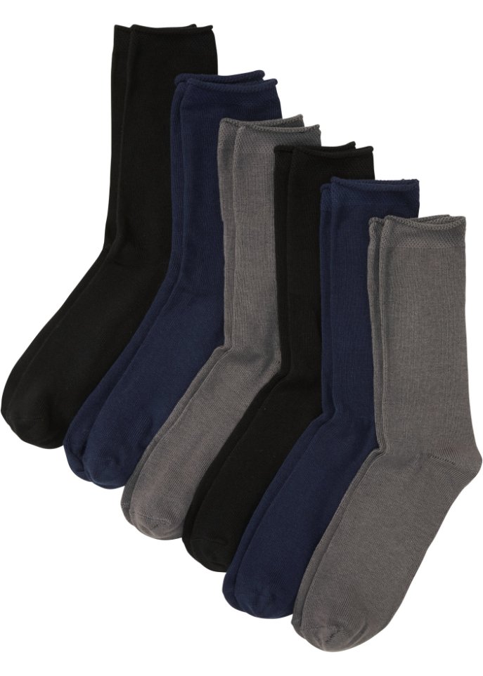 Socken mit Bio-Baumwolle (6er Pack) in schwarz von vorne - bpc bonprix collection
