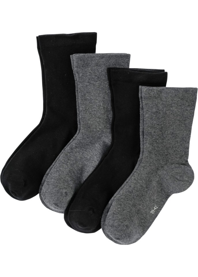 Socken mit druckfreiem Bündchen mit Bio Baumwolle (4er Pack) in schwarz - bpc bonprix collection