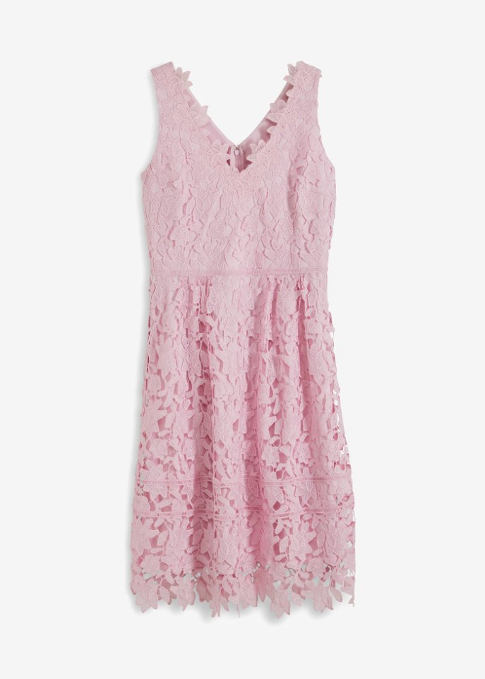 Kleid mit Guipure-Spitze  in rosa von vorne - BODYFLIRT boutique