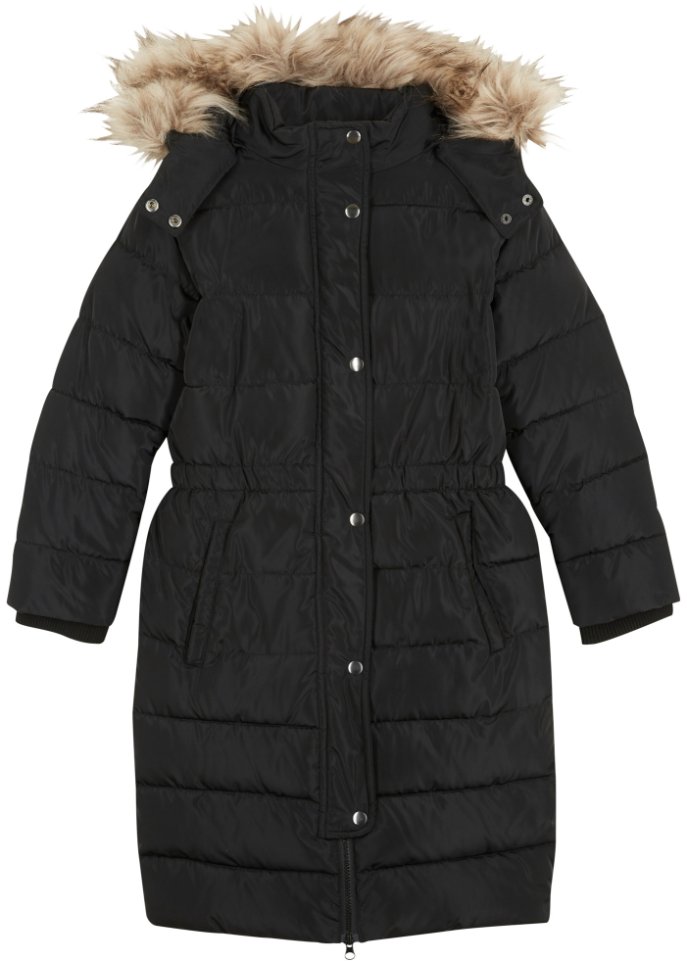 Wattierter Mädchen Mantel  in schwarz von vorne - bpc bonprix collection
