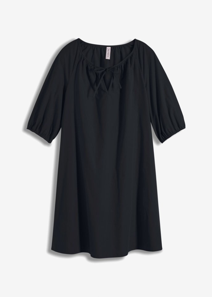 Kleid mit Schnürung, halbarm in schwarz von vorne - RAINBOW