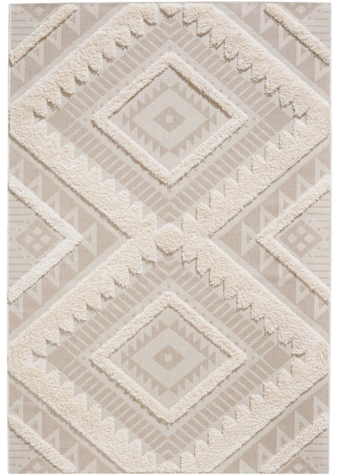 In- und Outdoor Hochflor Teppich mit plastischer Musterung in beige - bpc living bonprix collection