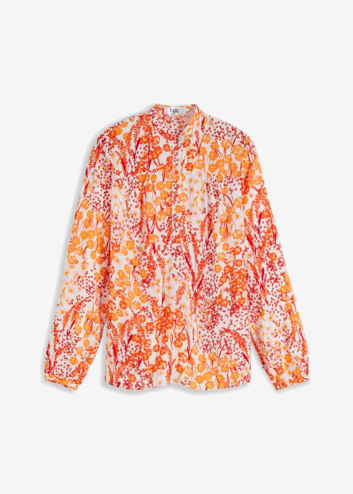 Bluse mit Blumendruck in orange von vorne - bpc bonprix collection