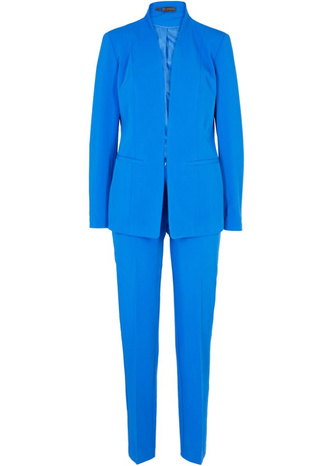 Blaue Damen Hose und Blazer Anzug Set Blaue Hosenanzug Set für