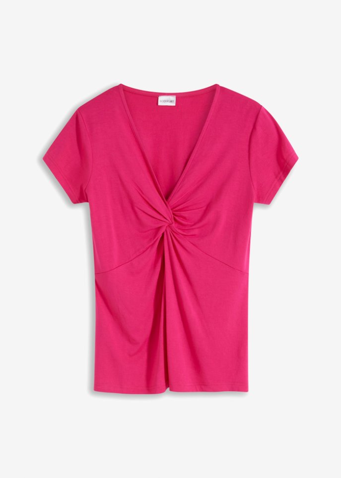 Shirt mit Knoten in pink von vorne - BODYFLIRT