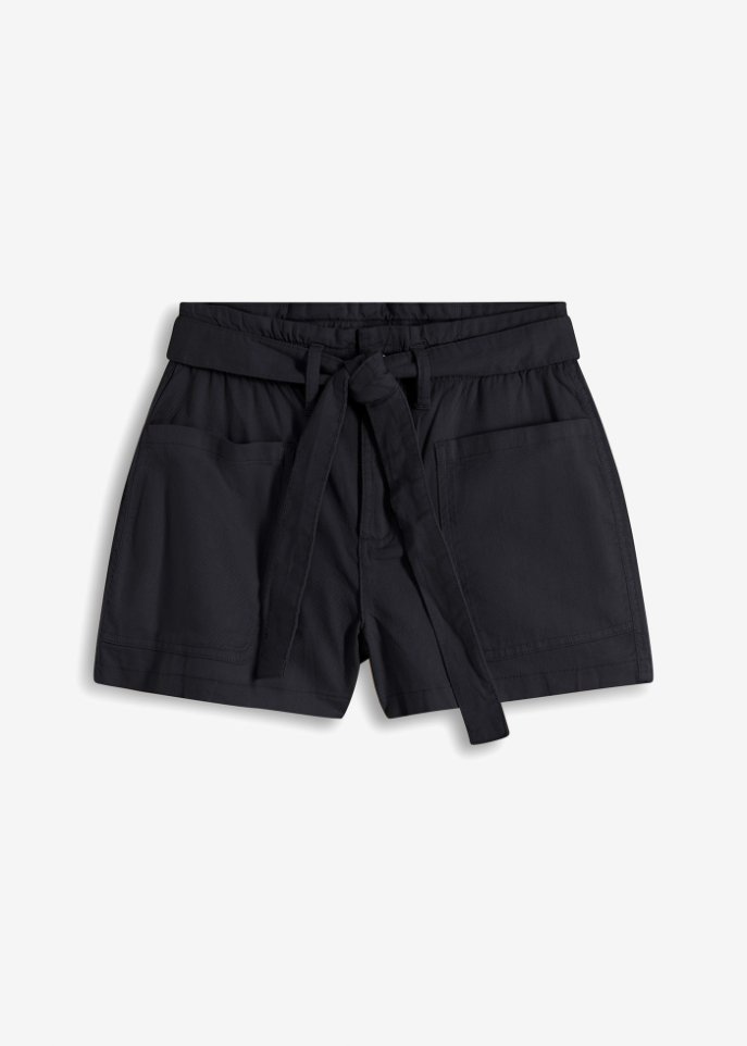 Shorts mit Mequembund in schwarz von vorne - BODYFLIRT