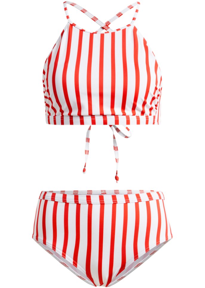Bustier Bikini (2-tlg.Set) aus recyceltem Polaymid in weiß von vorne - RAINBOW