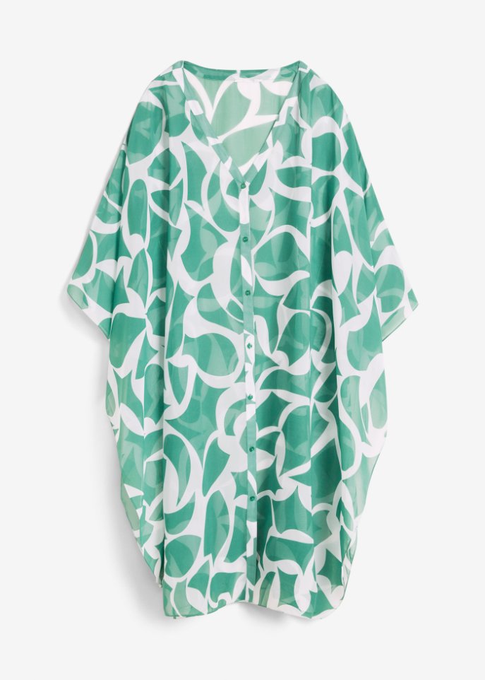 Strand Kaftan-Kleid aus recyceltem Polyester in grün von vorne - bpc selection