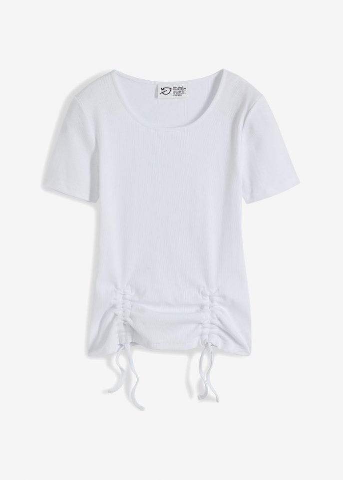 Ripp-Shirt mit Biobaumwolle in weiß von vorne - RAINBOW