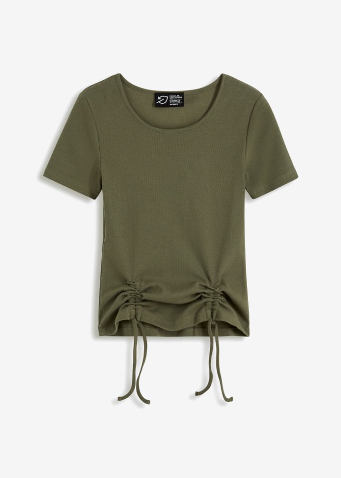 Ripp-Shirt mit Biobaumwolle in grün von vorne - RAINBOW