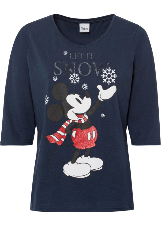 Mickey Mouse Shirt mit 3/4 Arm in blau von vorne - Disney