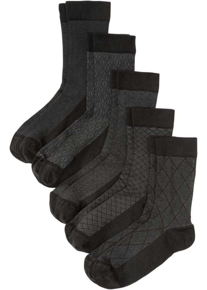 Socken mit druckfreiem Bündchen mit Bio-Baumwolle (5er Pack) in schwarz - bpc bonprix collection