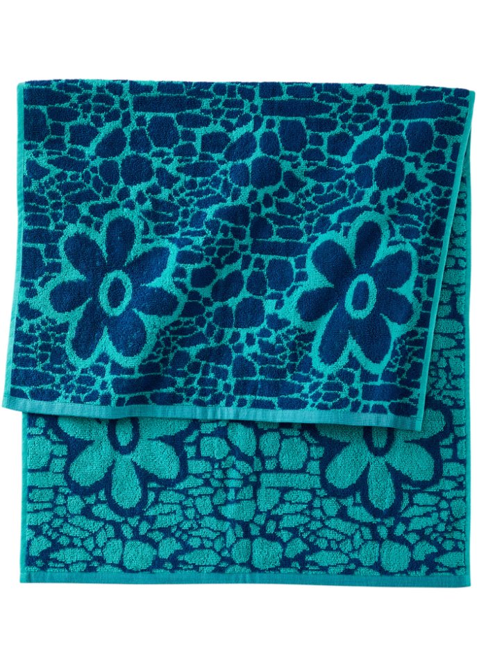 Handtuch mit Jacquard-Blumen Design in blau - bpc living bonprix collection