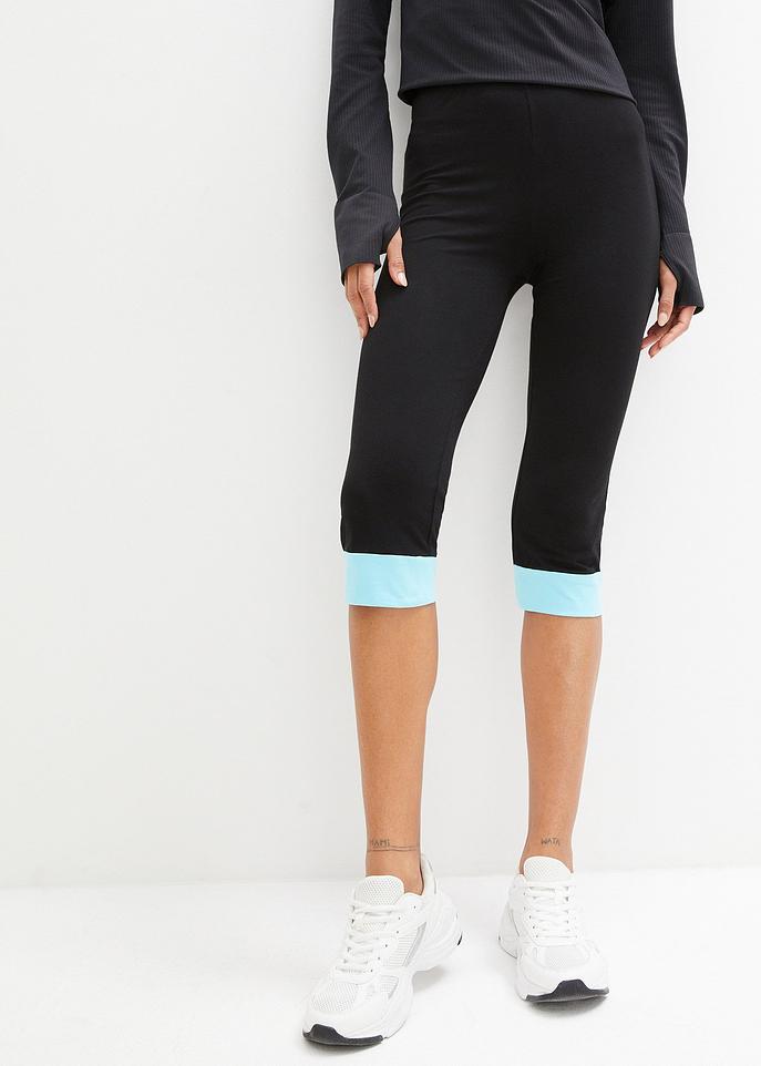 Sportliche Baumwoll-Leggings mit Gummizugbund - schwarz