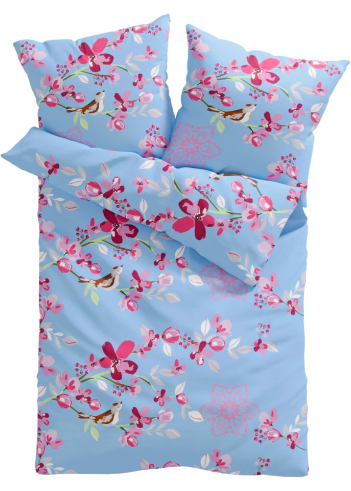 Bettwäsche mit Kirschblüten in blau - bpc living bonprix collection