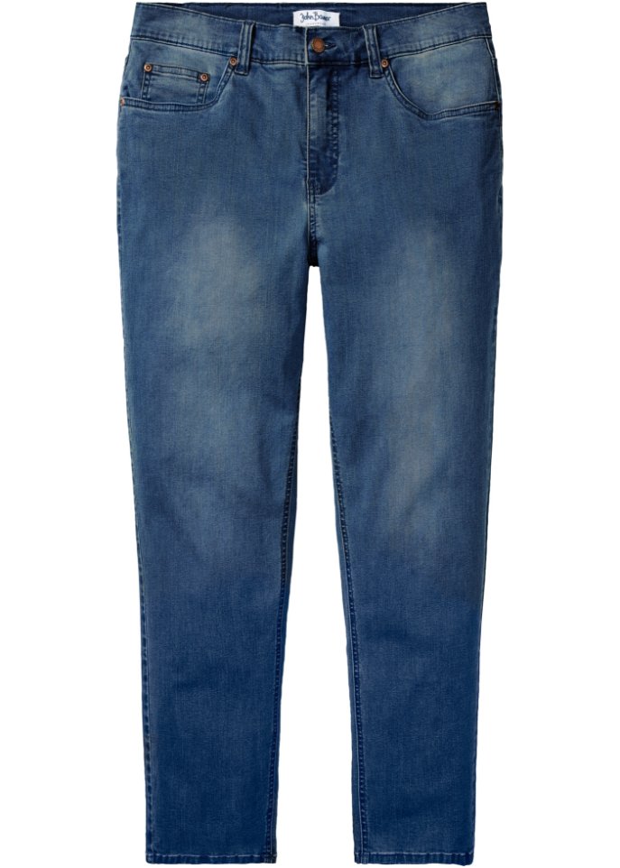 Classic Fit Power-Stretch-Jeans mit T-400 m. Komfortschnitt, Tapered in blau von vorne - John Baner JEANSWEAR