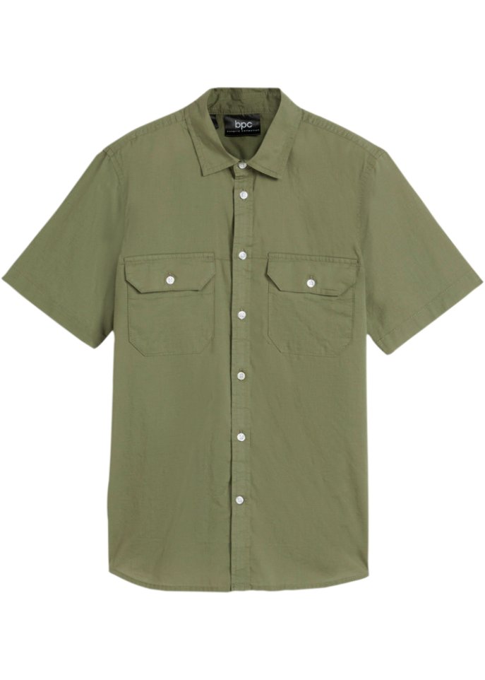 Jungen leichtes Kurzarmhemd in grün von vorne - bpc bonprix collection