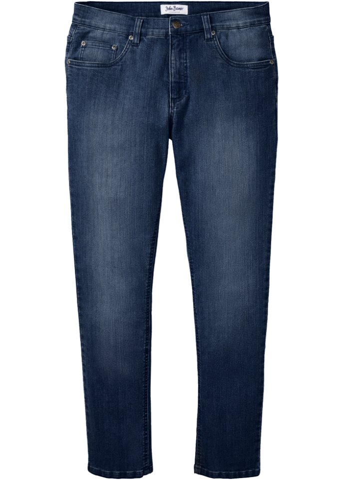 Slim Fit Stretch-Jeans, Straight in blau von vorne - John Baner JEANSWEAR