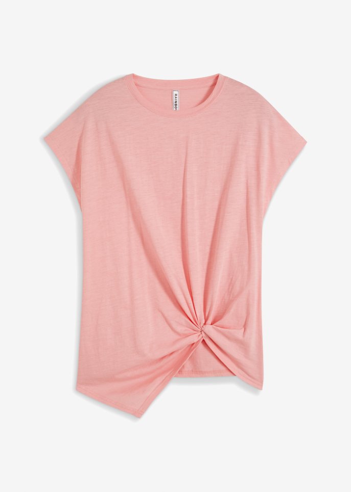 Shirt mit Knotendetail in rosa von vorne - RAINBOW