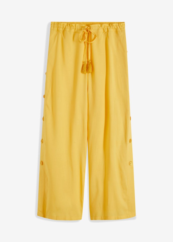 Weite Hose mit Knöpfen in gelb von vorne - RAINBOW