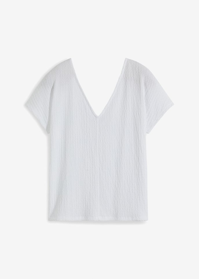 Oversize-Shirt mit tiefem V-Ausschnitt in weiß von vorne - RAINBOW