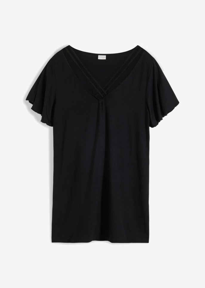 Shirt mit Straps  in schwarz von vorne - BODYFLIRT boutique