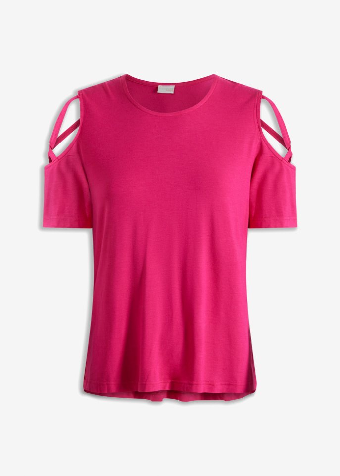 Shirt mit Cut-Outs  in pink von vorne - BODYFLIRT boutique