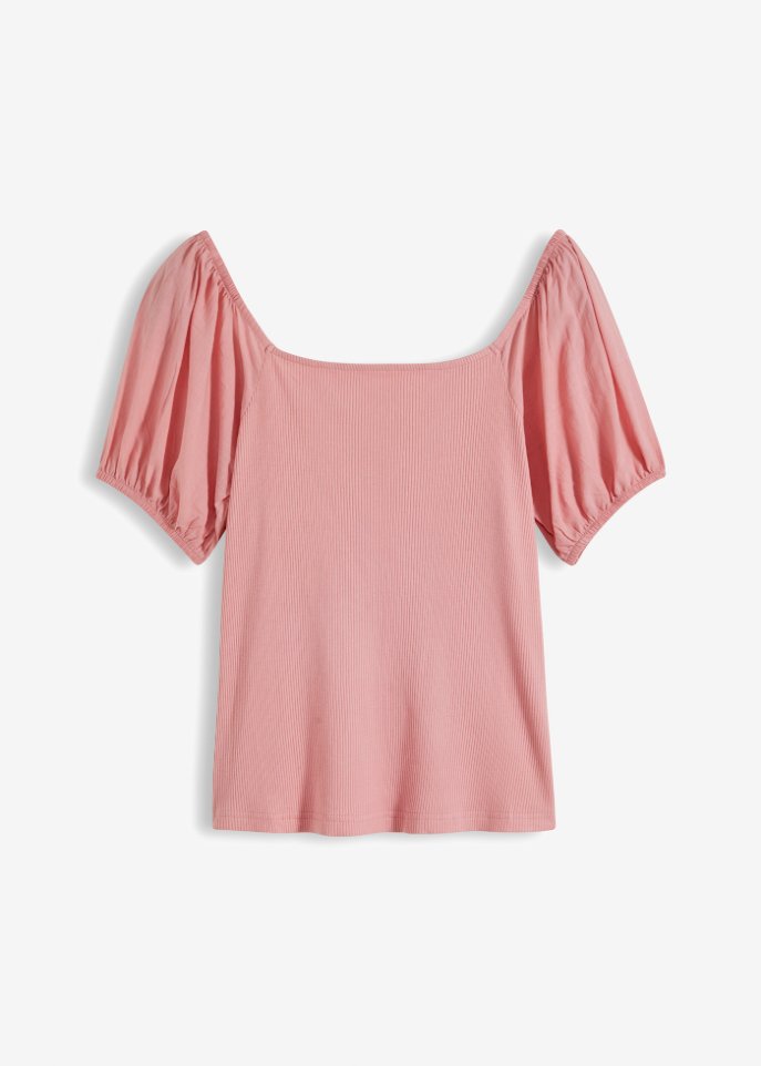 Strucktur-Shirt aus Materialmix  in rosa von vorne - BODYFLIRT boutique