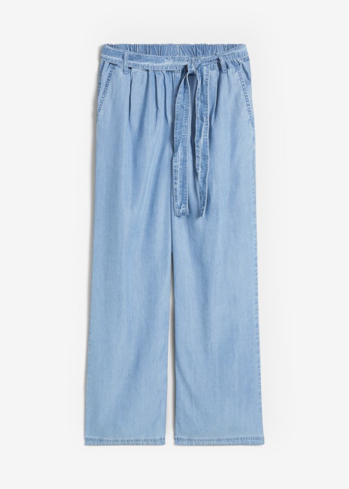 Wide Leg Jeans, High Waist, Rundumgummibund  in blau von vorne - bpc bonprix collection