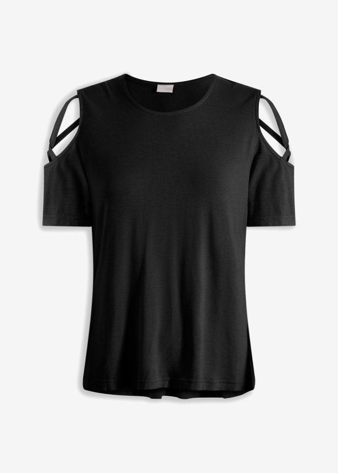 Shirt mit Cut-Outs  in schwarz von vorne - BODYFLIRT boutique