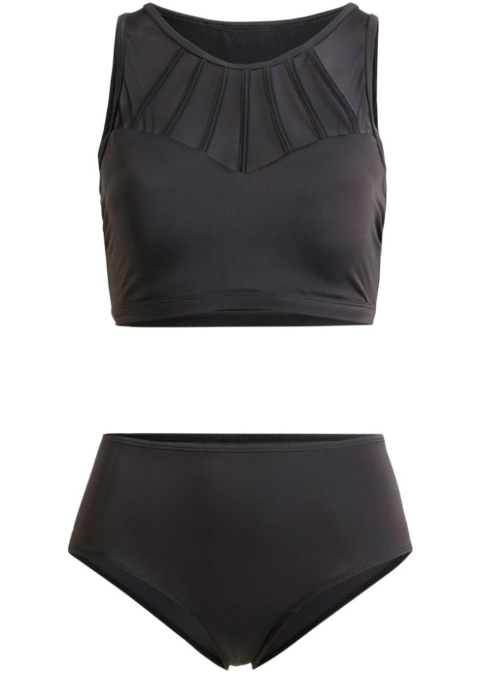 Exklusiver Bustier Bikini (2-tlg.Set) aus recyceltem Polyamid  in schwarz von vorne - bpc selection
