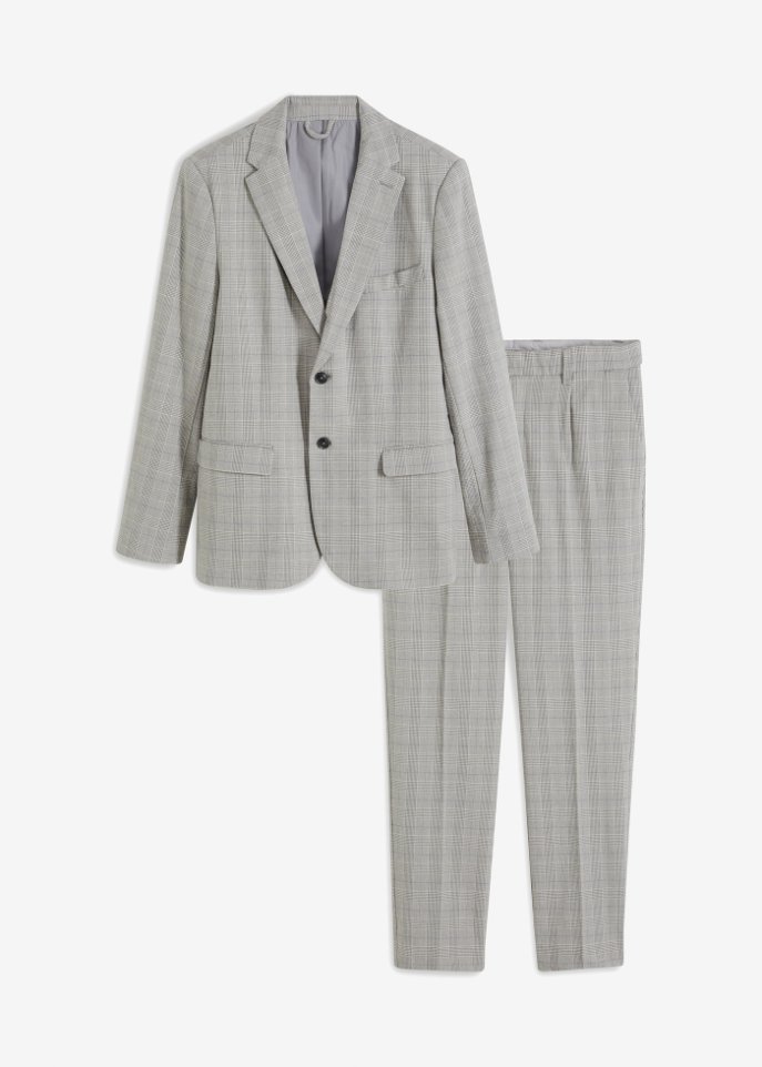Anzug Seersucker Slim Fit (2-tlg.Set): Sakko und Hose in grau von vorne - bpc selection