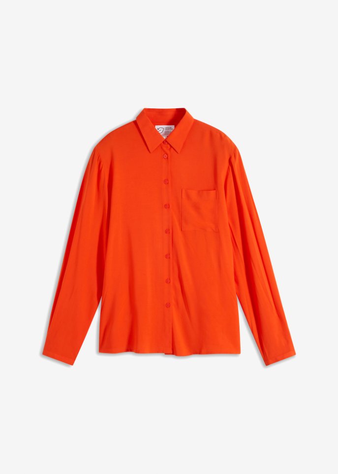Hemdbluse mit aufgesetzter Brusttasche  in orange von vorne - bpc bonprix collection