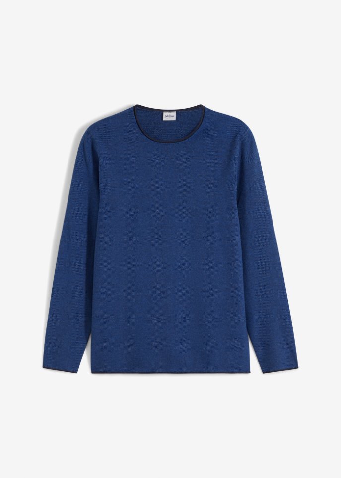 Pullover mit recycelter Baumwolle in blau von vorne - John Baner JEANSWEAR