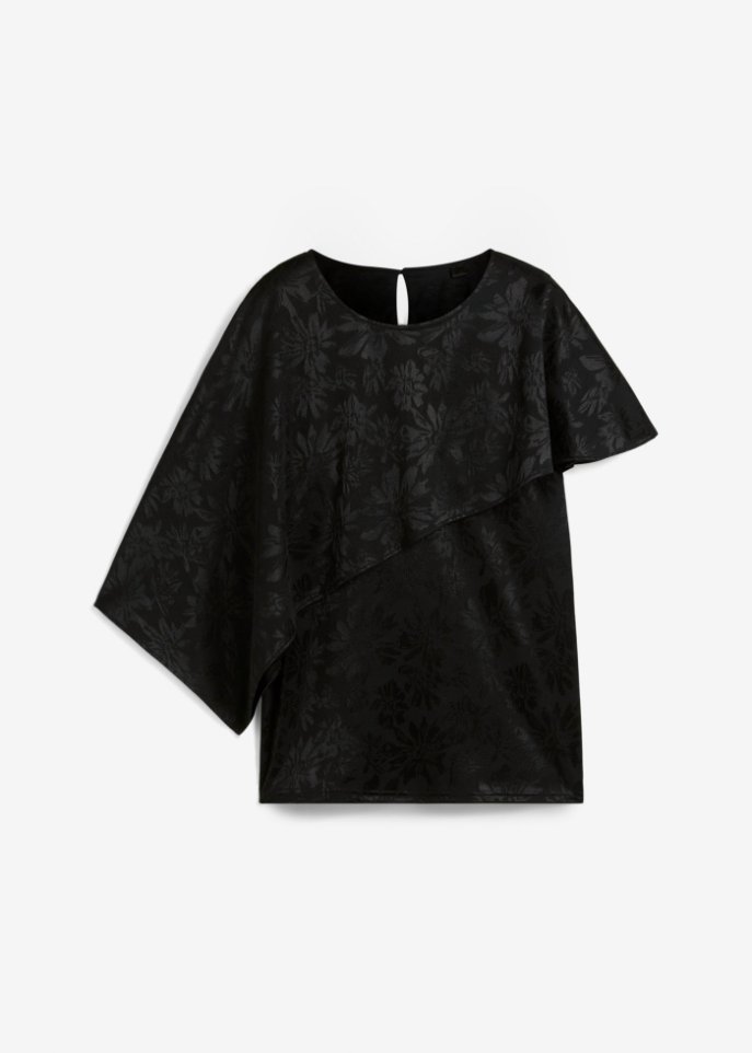 Shirttunika aus Jaquard in schwarz von vorne - bpc selection