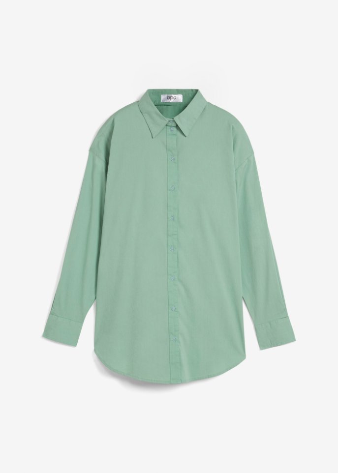 Lockere Bluse mit Knopfleiste in grün von vorne - bpc bonprix collection