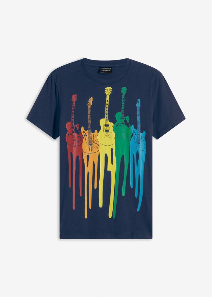T-Shirt, Slim Fit in blau von vorne - RAINBOW