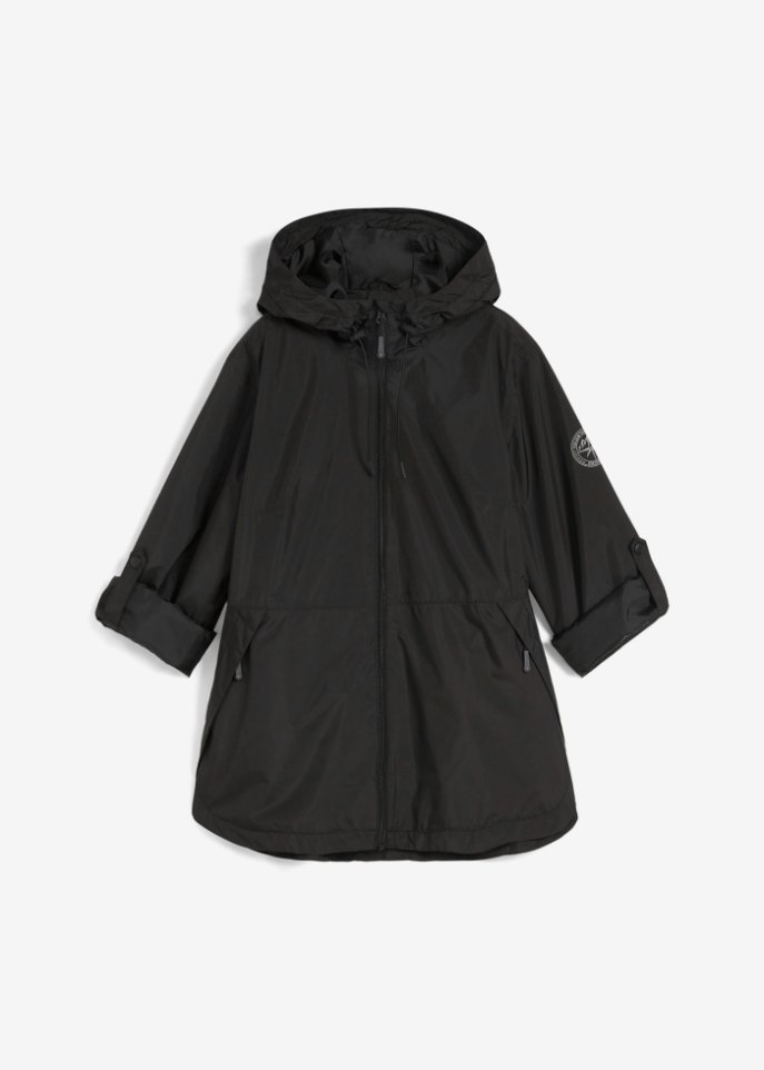 Ultraleichte Regenjacke mit Tasche zum Verstauen, wasserdicht in schwarz von vorne - bpc bonprix collection