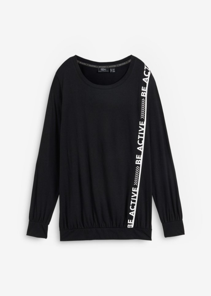 lockeres Sport-Shirt, langarm in schwarz von vorne - bpc bonprix collection