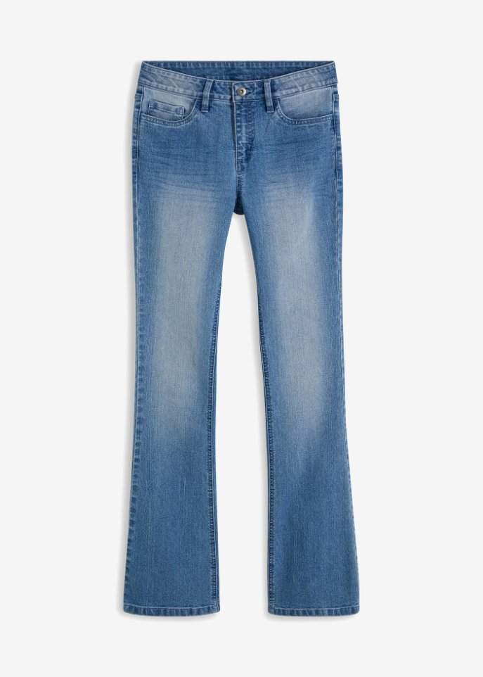 Flared Jeans Mid Waist, stretch in blau von vorne - RAINBOW