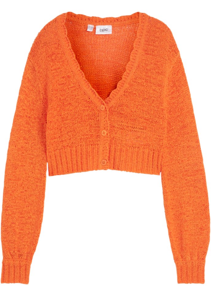 Mädchen Strickjacke in orange von vorne - bpc bonprix collection