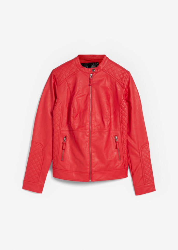 Lederimitat Biker-Jacke in rot von vorne - bpc bonprix collection
