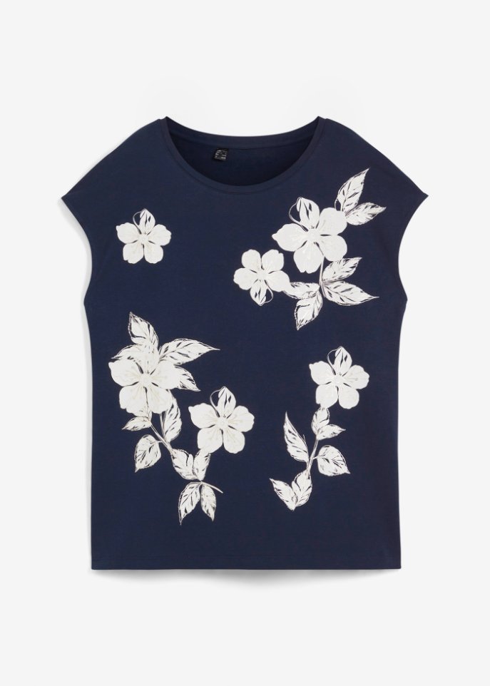 Shirt mit floralem Muster  in blau von vorne - bpc selection