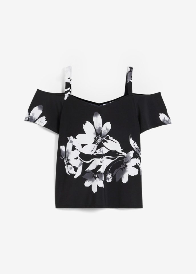 Carmen Shirt mit Trägern in schwarz von vorne - bpc selection