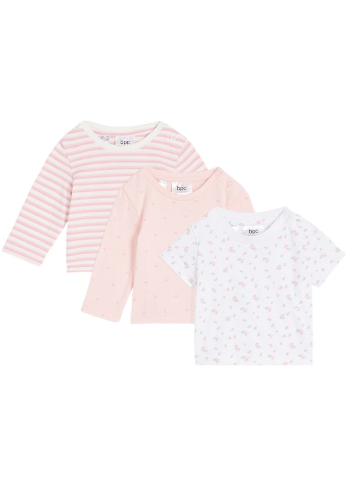Baby Shirt (3er Pack) in weiß von vorne - bpc bonprix collection