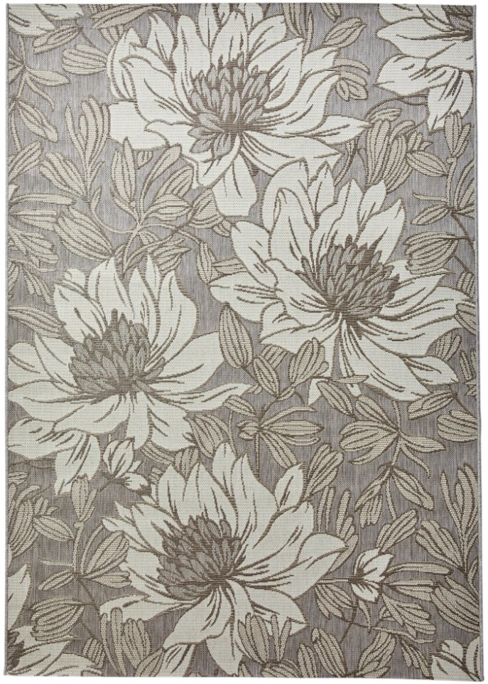 In-und Outdoor Teppich mit Blüten in grau - bpc living bonprix collection