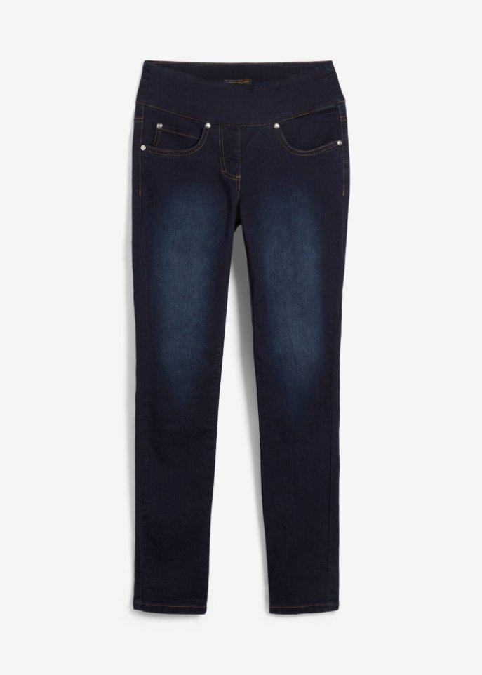 Slim Jeans Mid Waist, cropped in blau von vorne - bpc selection