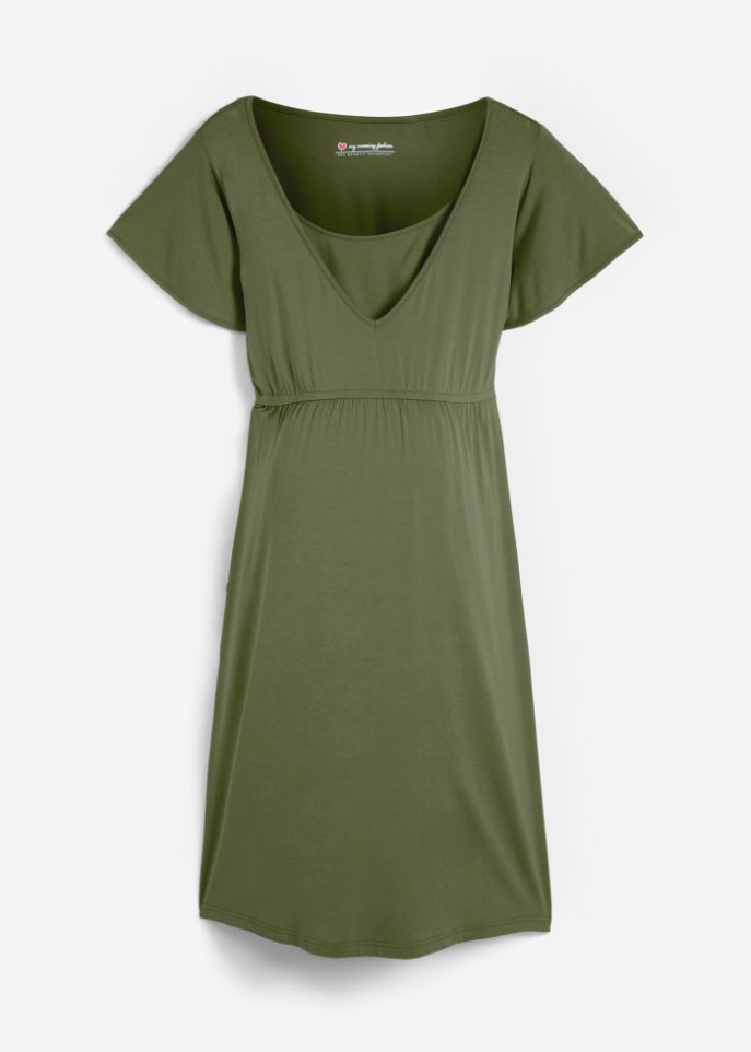 Umstandskleid/Stillkleid aus LENZING™ ECOVERO™ in grün von vorne - bpc bonprix collection